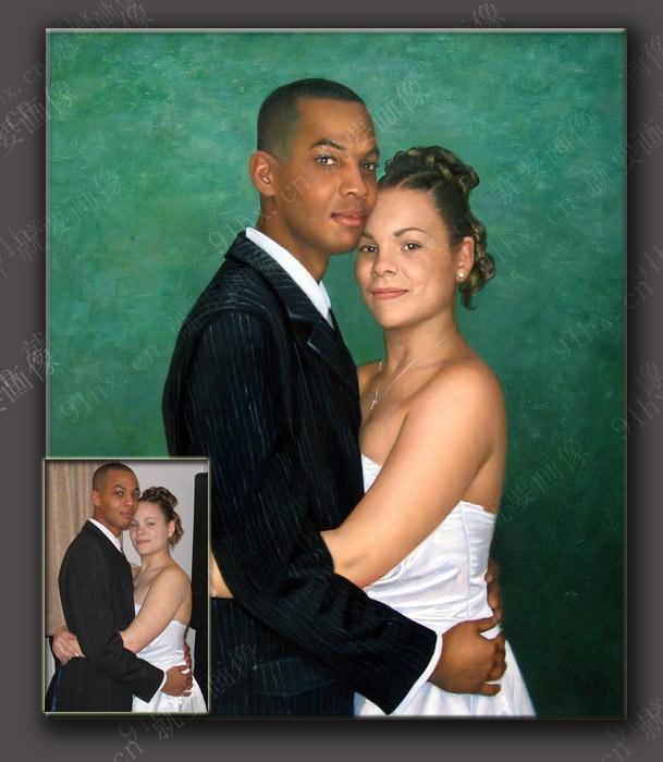 纯手绘肖像油画定制个人结婚照片转人物婚纱肖像油画送女友礼物