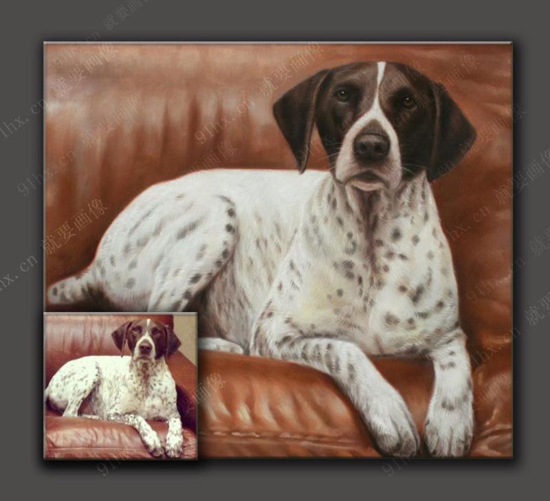 定制宠物手绘油画,照片定制动物油画,宠物狗油画