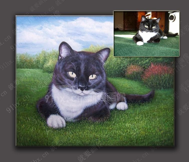 猫油画-猫油画定制-猫,宠物肖像油画