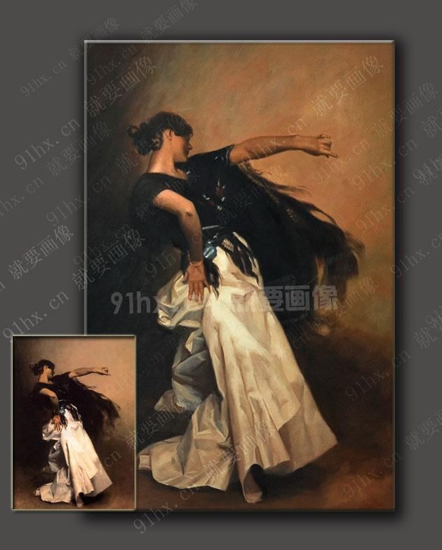 世界著名油画临摹-萨金特西班牙舞者油画复制品