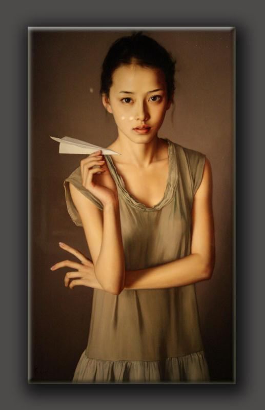李贵君《纸飞机》人物肖像油画