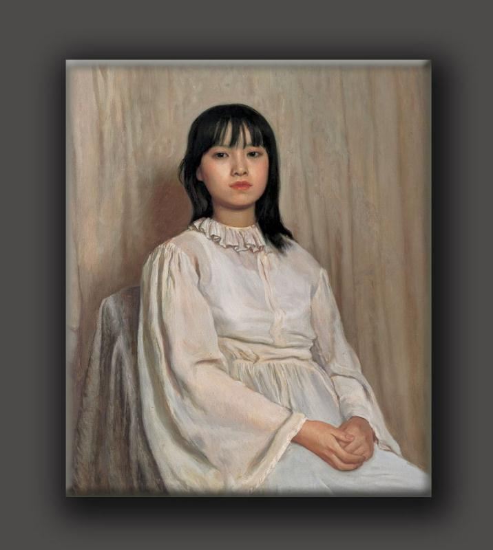 李贵君《白衣女孩》人像肖像油画