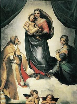 油画作品欣赏-西斯廷圣母-拉斐尔
