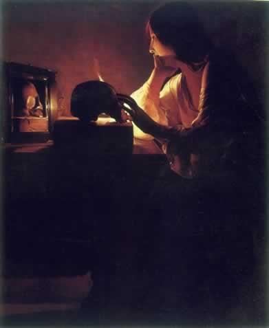 油画作品欣赏-忏悔的抹大拉的玛丽亚-拉图尔