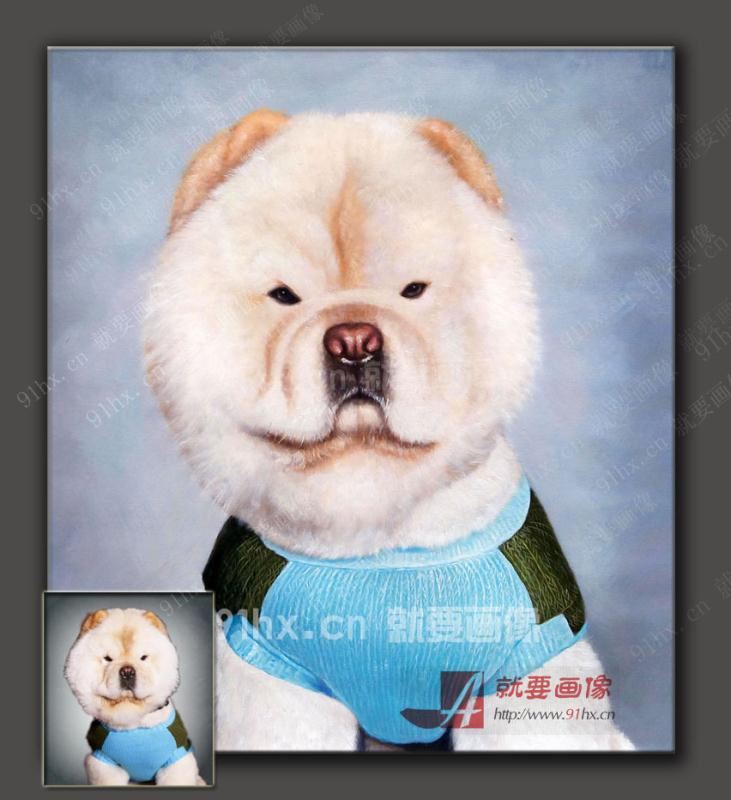 松狮犬油画-宠物狗肖像画