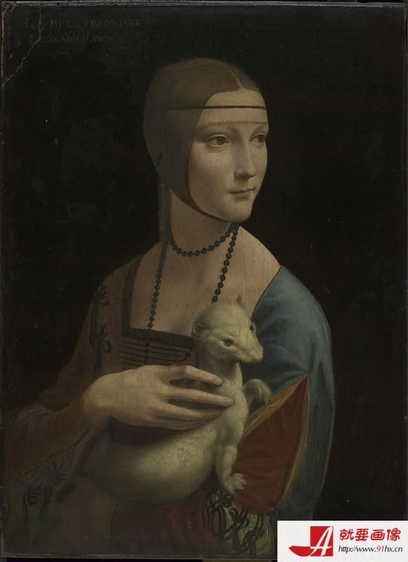 油画：《抱银鼠的女子》   画家：莱昂纳多·达·芬奇