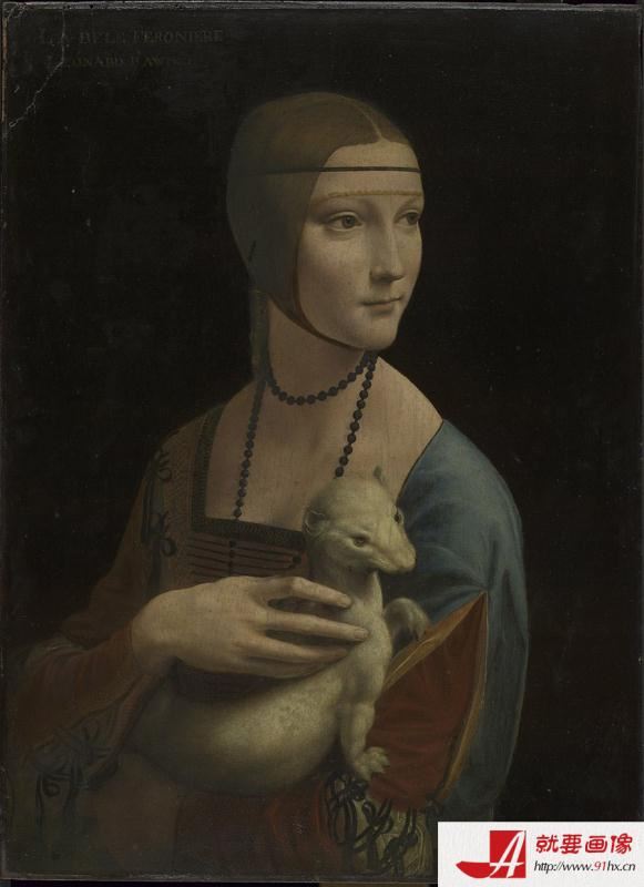 油画人物-抱银鼠的女子 - Lady with an Ermine