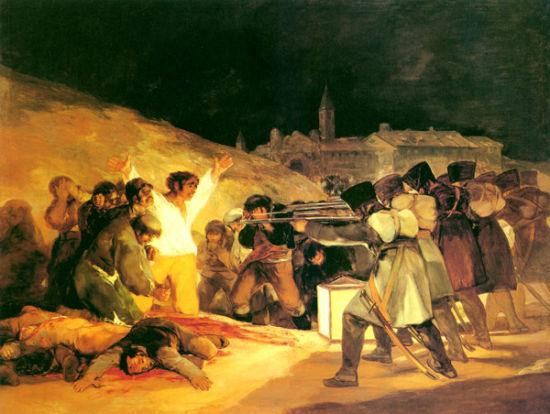 油画作品欣赏-1808年5月3日夜枪杀起义者-戈雅