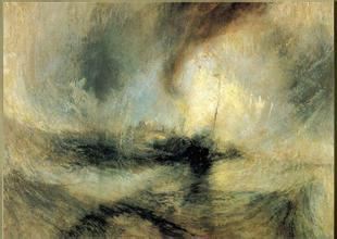 油画作品欣赏-暴风雪中的汽船-透纳
