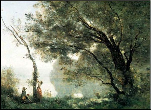 油画作品欣赏-孟特枫丹的回忆-柯罗