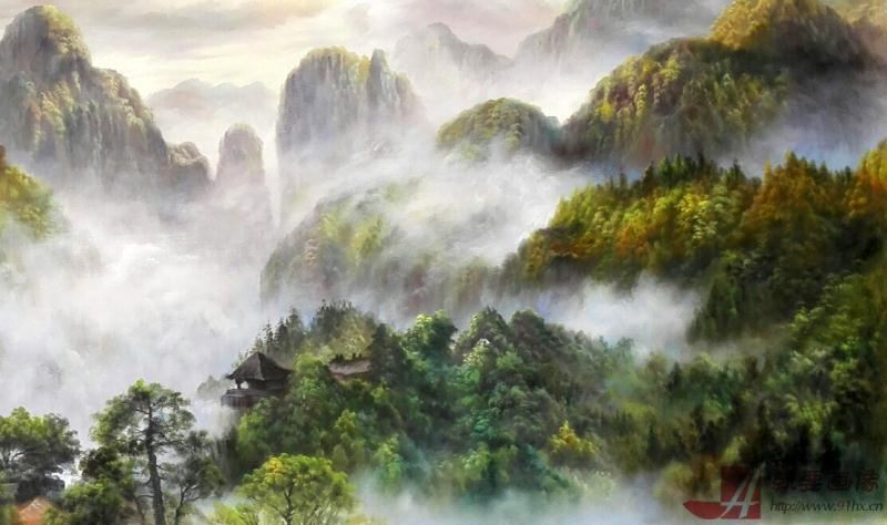 意境山水风景画细节图