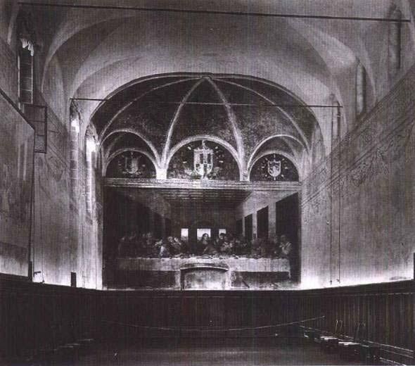 米兰的圣玛丽亚慈悲修道院的餐厅，墙上有莱奥纳尔多的《最后的晚餐》