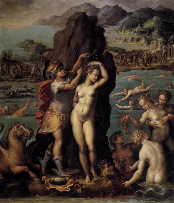 拯救安德洛墨达的帕耳修斯 意大利 瓦萨利 板上油画 尺寸不详 佛罗伦萨老宫藏