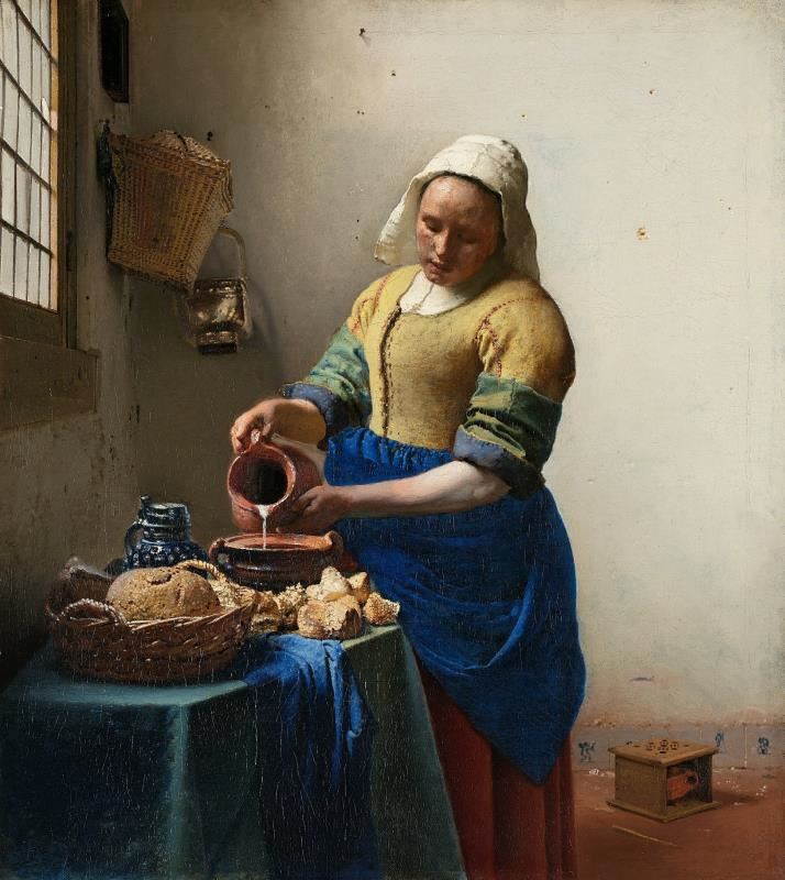 倒牛奶的女仆 荷兰 维米尔 布上油画 纵45.5×横41厘米 阿姆斯特丹国家美术馆藏
