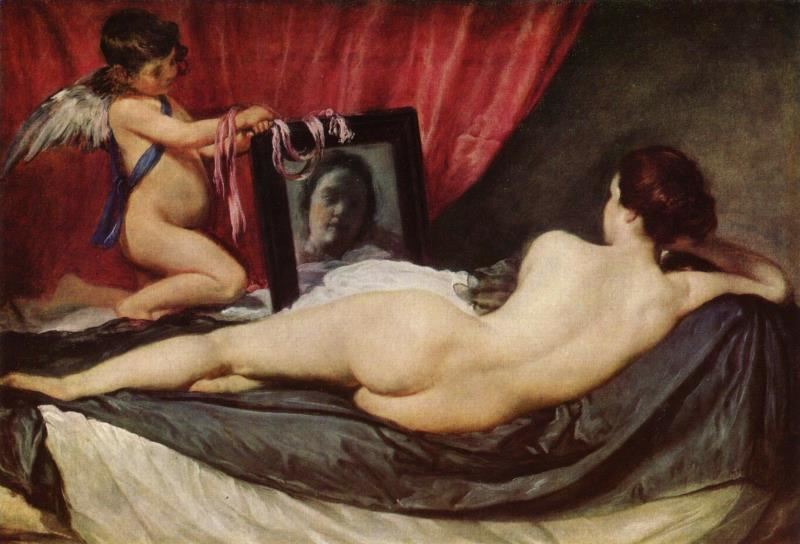 镜前的维纳斯 西班牙 委拉斯开兹 布上油画 纵122.5×横177厘米 伦敦国家美术馆藏