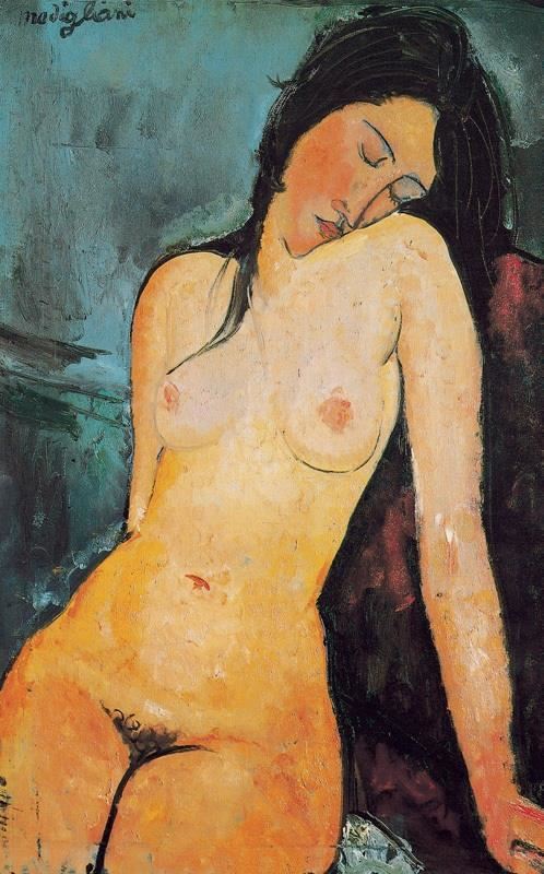 坐着的裸女 意大利 莫迪里亚尼 布上油画纵92×横60厘米 伦敦科陶德学院美术馆藏