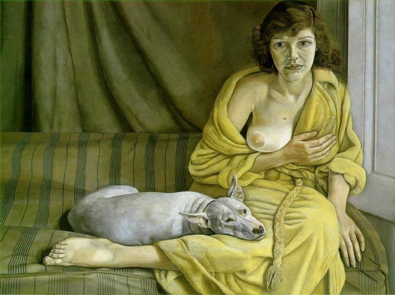 少女与白狗 英国 弗洛伊德 布上油画 纵76.2×横101.6厘米 伦敦泰特美术馆藏