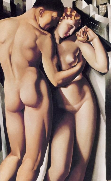 亚当和夏娃 美国 朗毕克 板上油画纵180×横74厘米 日内瓦小皇宫博物馆藏