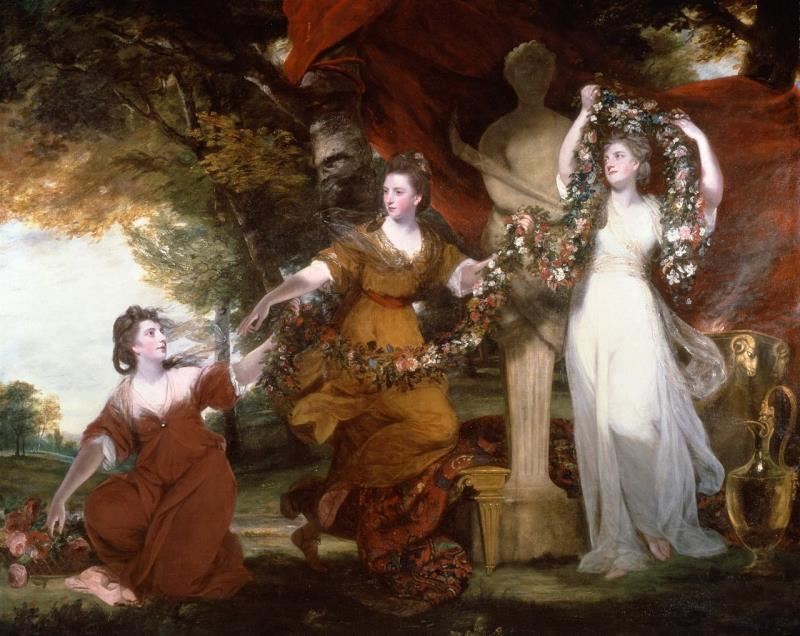 威廉·蒙哥马利爵士的女儿们扮演三美神 英国 雷诺兹 布上油画 纵233.7×横290.8厘米 伦敦泰特美术馆藏