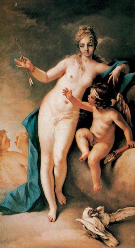 维纳斯与丘比特 意大利 里奇 布上油画 纵190×横106厘米 伦敦国家美术馆藏