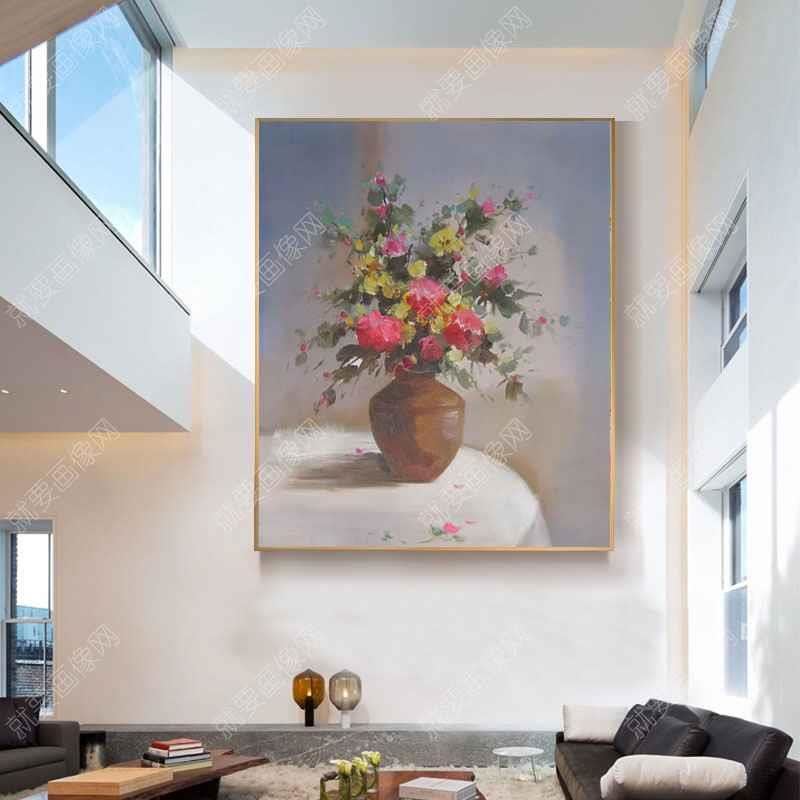 竖版花卉油画