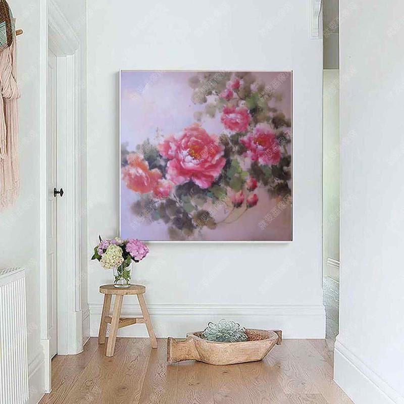 客厅装饰花卉油画牡丹