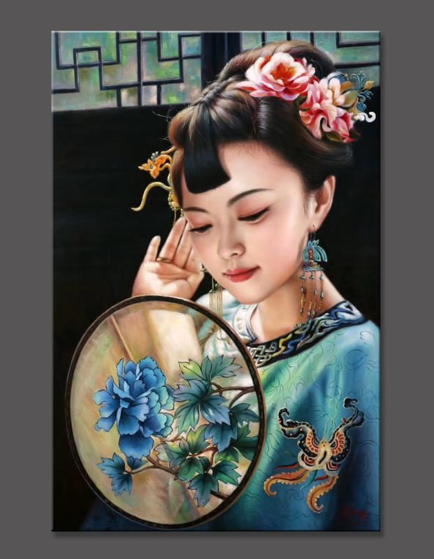 林喜展超写实油画-人物画像美女画像8